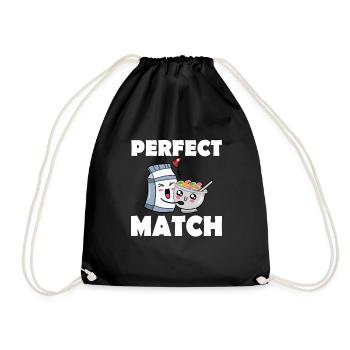 with milk and cereals - Drawstring Bag - black - Front