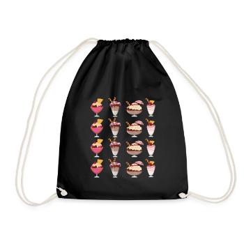 Selection of ice cream sundaes - Drawstring Bag - black - Front