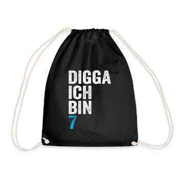 Digga ich bin 7. Geburtstag Junge 7. Geburtstag - Turnbeutel - Schwarz - Vorne