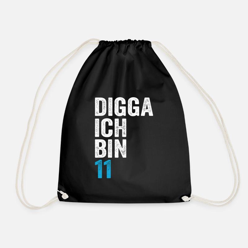 Digga ich bin 11. Geburtstag Junge 11. Geburtstag - Turnbeutel - Schwarz