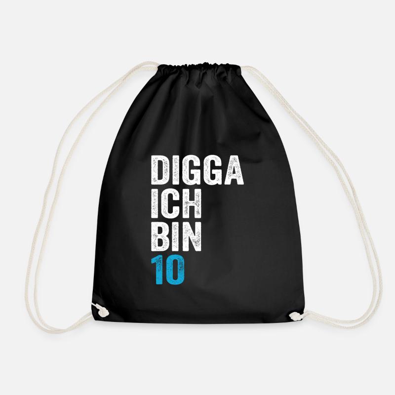 Digga ich bin 10. Geburtstag Junge 10. Geburtstag - Turnbeutel - Schwarz