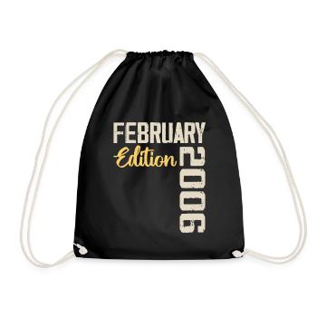 February 2006 Anniversary February 2006 Retro - Drawstring Bag - black - Front