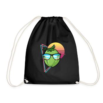 Retro Coconut Design - Drawstring Bag - black - Front