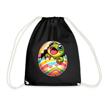 Oeuf de Pâques coloré avec motif grenouille à couver - Sac de sport léger - noir - Devant