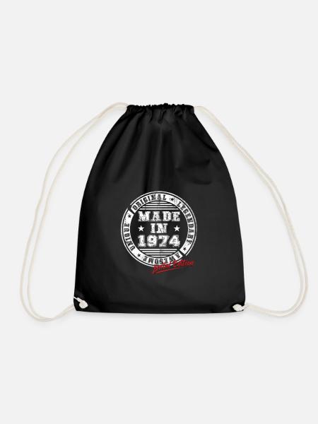 Retro Patch Jahrgang 1974 Geburtstag Geschenk - Turnbeutel - Schwarz