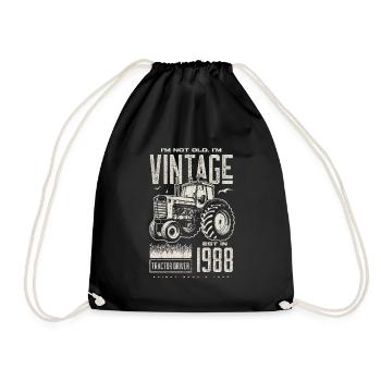 Vintage Tractor Farmer Birthday Born In 1988 - Drawstring Bag - black - Front