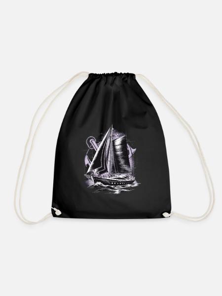 Segelboot mit Anker Geschenk - Turnbeutel - Schwarz