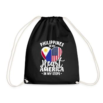 Filipino American Gift - Drawstring Bag - black - Front