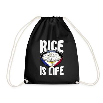 Le riz, c’est la vie – Idée cadeau - Sac de sport léger - noir - Devant