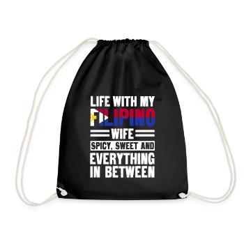 Filipino Wife Humor - Drawstring Bag - black - Front