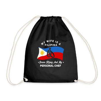 My wife is Filipina - Drawstring Bag - black - Front