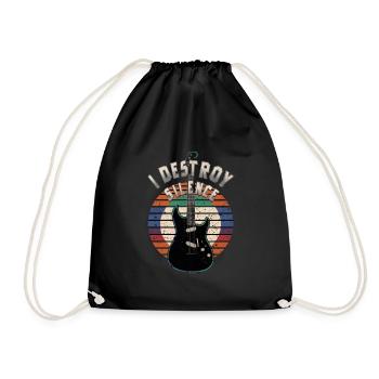 Je détruis le silence humour joueur de guitare - Sac de sport léger - noir - Devant
