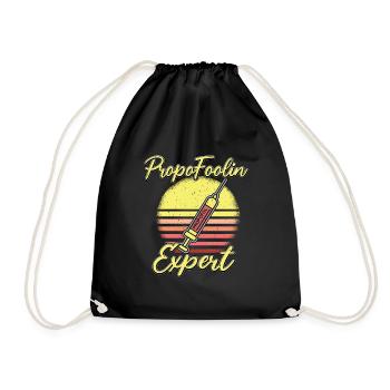 Funny anesthesiologist humor - Drawstring Bag - black - Front