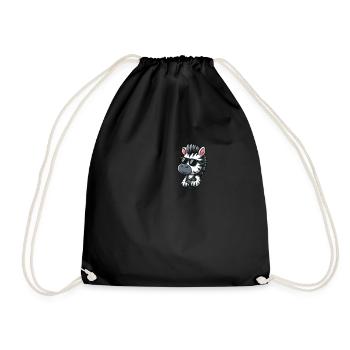 Cooles Zebra Cartoon Taschenformat - Turnbeutel - Schwarz - Vorne