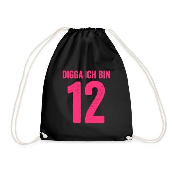 Digga Je suis 12 ans fille 12e anniversaire Dame - Sac de sport léger - noir - Devant