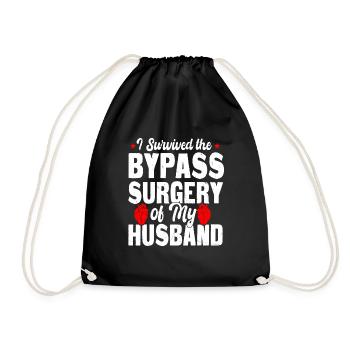 I survived my husband's bypass surgery - Drawstring Bag - black - Front