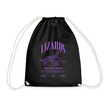 Green Tree Monitor Streetwear Lizard Keeper - Drawstring Bag - black - Front