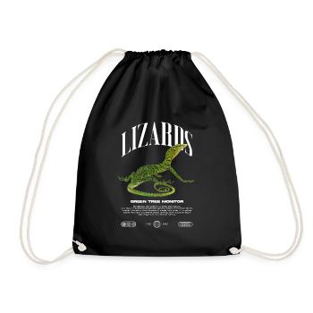 Green Tree Monitor Streetwear Lizard Keeper - Drawstring Bag - black - Front