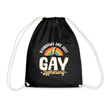 Rainbows are just gay lightning bolts - Drawstring Bag - black - Front