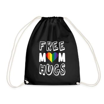 Free Mom Hugs Lesbian Shirt - Drawstring Bag - black - Front