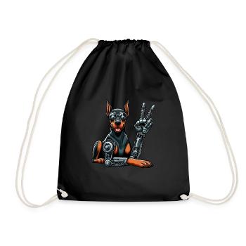 Doberman Robot Cyborg Chien Futuriste - Sac de sport léger - noir - Devant