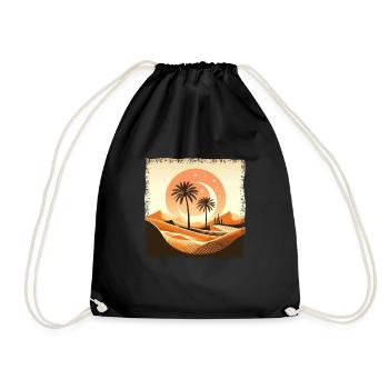 Sahara Wüste & Palme bei Sonnenuntergang - Turnbeutel - Schwarz - Vorne