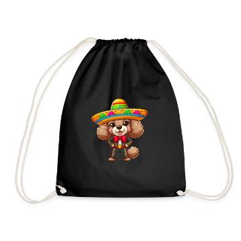 Pudel Feiert Cinco de Mayo in Mexiko - Turnbeutel - Schwarz - Vorne