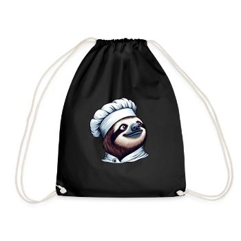 Proud Sloth Chef: Master at the Stove - Drawstring Bag - black - Front