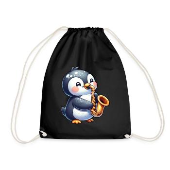 Pinguin Saxofonist Jazz Konzert - Turnbeutel - Schwarz - Vorne