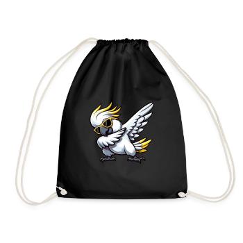 Dessin dessiné dessiné mignon de cacatoès qui fait du dabing - Sac de sport léger - noir - Devant