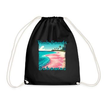 Pink Sands Bahamas Beach Grunge Style - Drawstring Bag - black - Front