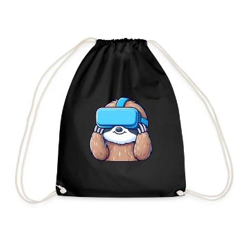 Sloth as VR Gamer: Cool and Digital - Drawstring Bag - black - Front