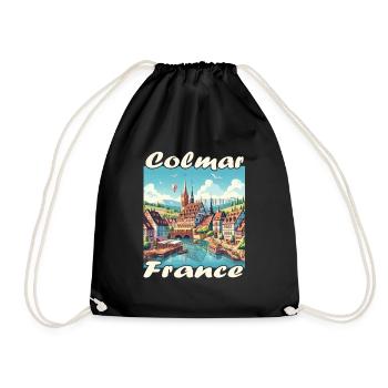 Vieille ville de Colmar, port et canal de style colonial - Sac de sport léger - noir - Devant