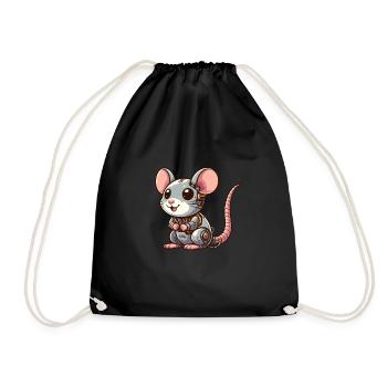 Robot Rat & Cyborg Mouse Design - Drawstring Bag - black - Front