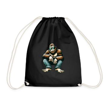 Cool Bigfoot with sunglasses - Drawstring Bag - black - Front