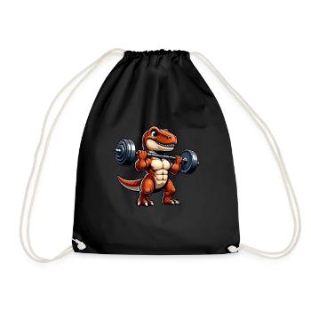 T-Rex Dumbbell Training Fitness Motif - Drawstring Bag - black - Front