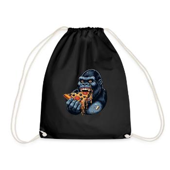 Gorilla Pizzaliebhaber Lustiges Design - Turnbeutel - Schwarz - Vorne