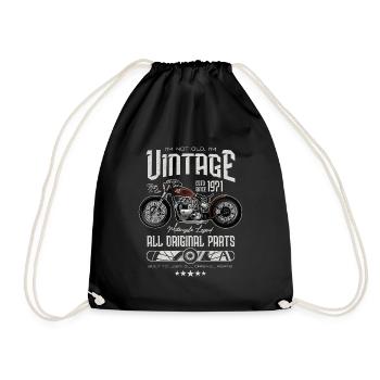 Vintage Motorcycle Bikers Motorbike Birthday 1971 - Drawstring Bag - black - Front