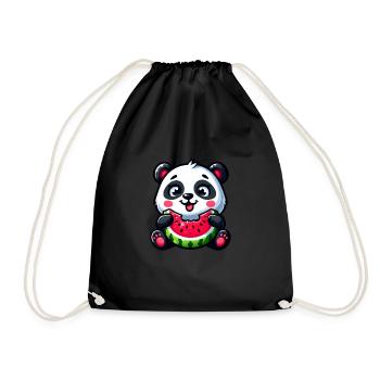 Panda Avec Pastèque Fruité Drôle - Sac de sport léger - noir - Devant