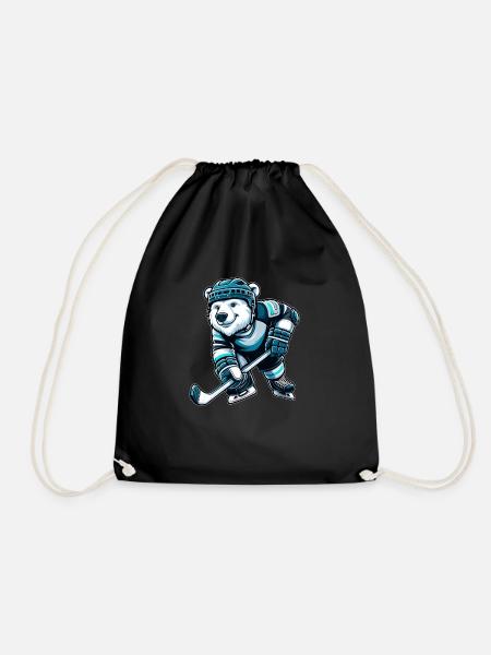 Bär Eisbär Schlittschuh Eishockey Hockey - Turnbeutel - Schwarz