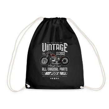 Vintage Motorcycle Bikers Motorbike Birthday 2002 - Drawstring Bag - black - Front