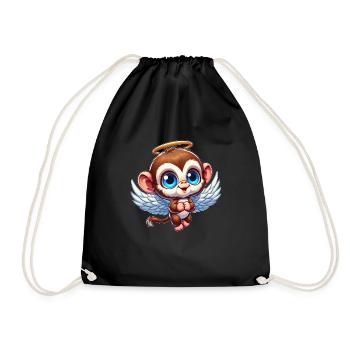 Singe Chimpanzé Ange Dessin Animé - Sac de sport léger - noir - Devant