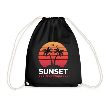 Sunset in Vietnam Vacation Palm Trees Nature - Drawstring Bag - black - Front