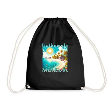 Hulhumale Maldives Summer Beach Sun Grunge - Drawstring Bag - black - Front