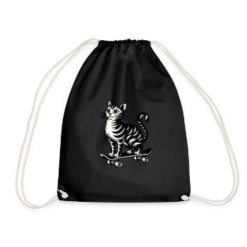 Bengal cat skateboarder in classic - Drawstring Bag - black - Front