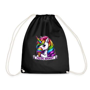 LGBTQ Einhorn Regenbogen Pride Mampf Eis - Turnbeutel - Schwarz - Vorne