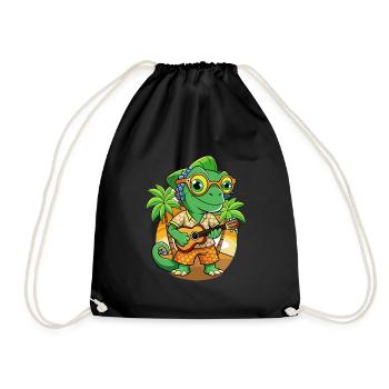 Lustige Chamäleon Cartoon Sommer Strand Sonnenbrille - Turnbeutel - Schwarz - Vorne