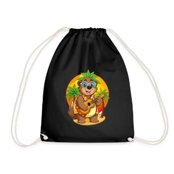 Lustige Murmeltier Cartoon Sommer Strand Sonnenbrille - Turnbeutel - Schwarz - Vorne