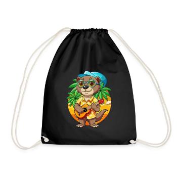 Lustige Otter Cartoon Sommer Strand Sonnenbrille Gitarre - Turnbeutel - Schwarz - Vorne
