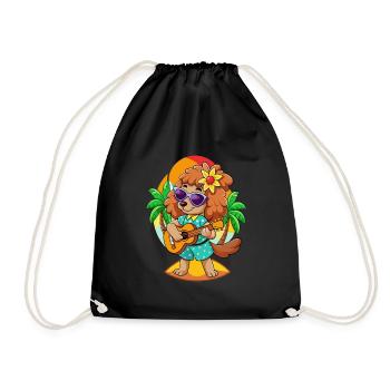 Drôle Caniche Chien Dessin Animé Plage D’été Lunettes De Soleil - Sac de sport léger - noir - Devant